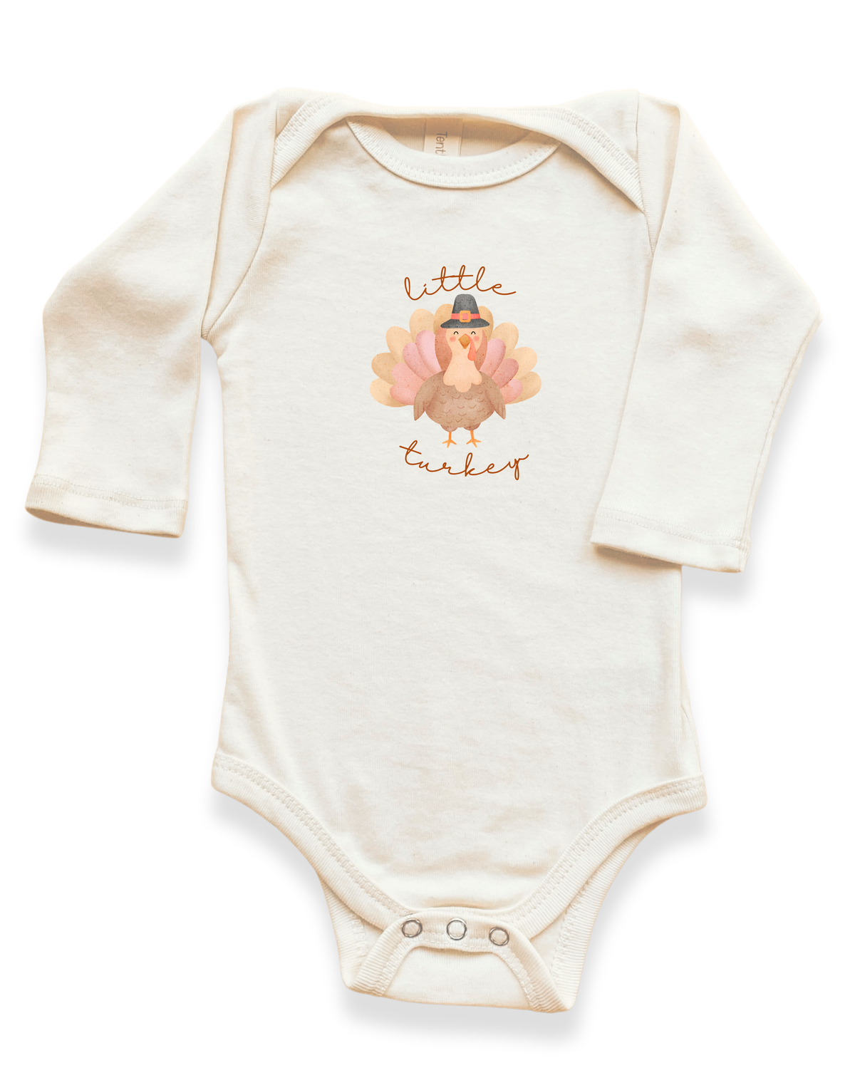 Little Turkey Graphic Organic Cotton Baby Bodysuit – Long Sleeve, 0–18M