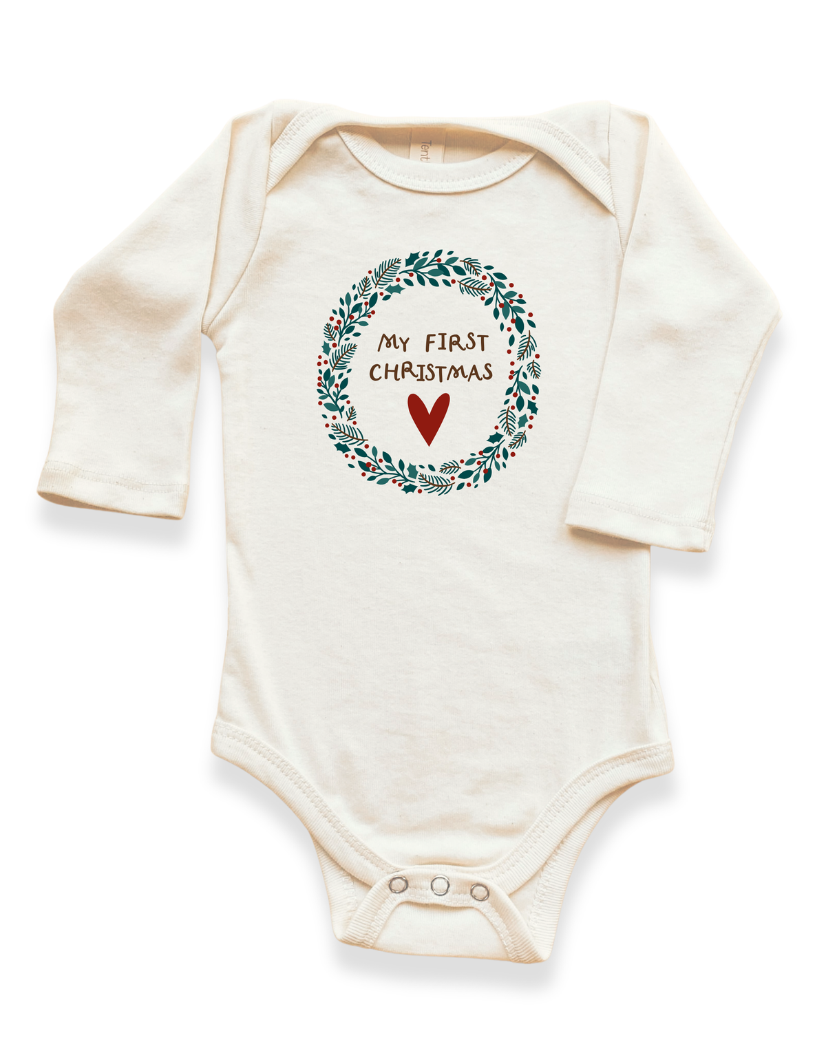 My First Christmas Organic Cotton Baby Bodysuit – Long Sleeve, 0–18M