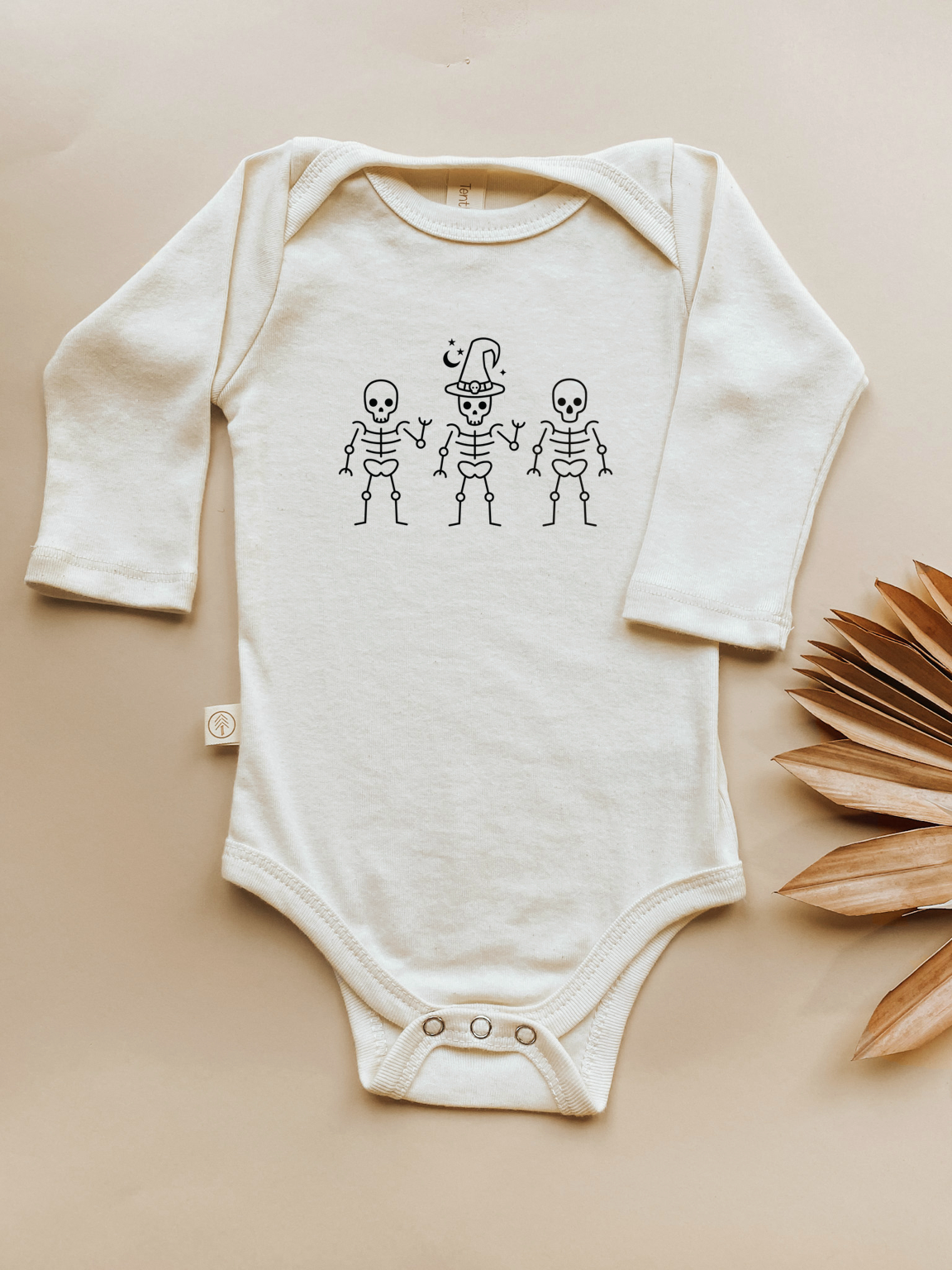 Skeletons Organic Cotton Baby Bodysuit – Long Sleeve, 0–24M
