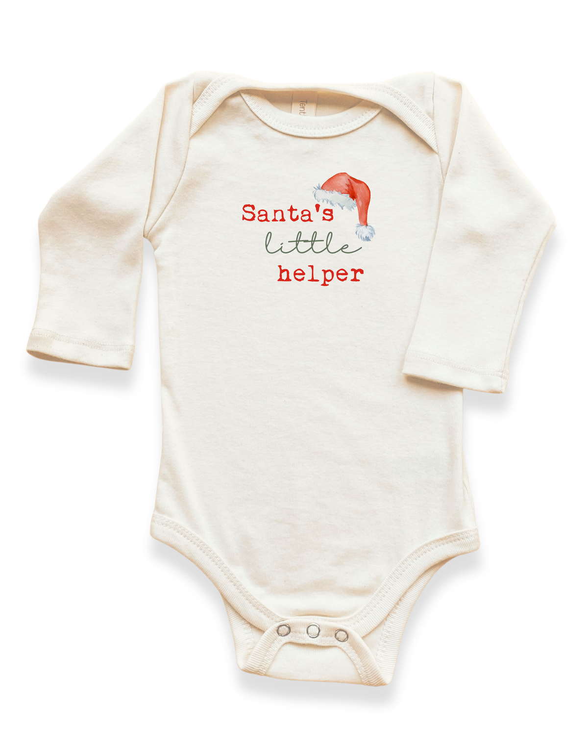 Santa’s Little Helper Organic Cotton Baby Bodysuit – Long Sleeve, 0–18M