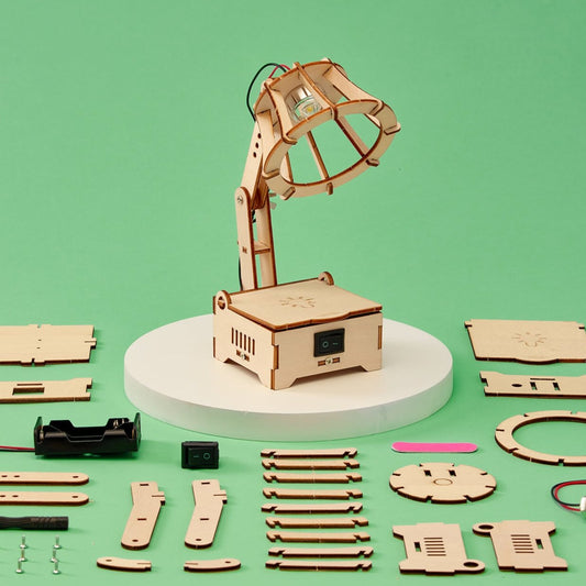 Kitsville LED Lamp DIY Kit – Wooden STEM Building Kit for Kids 8+