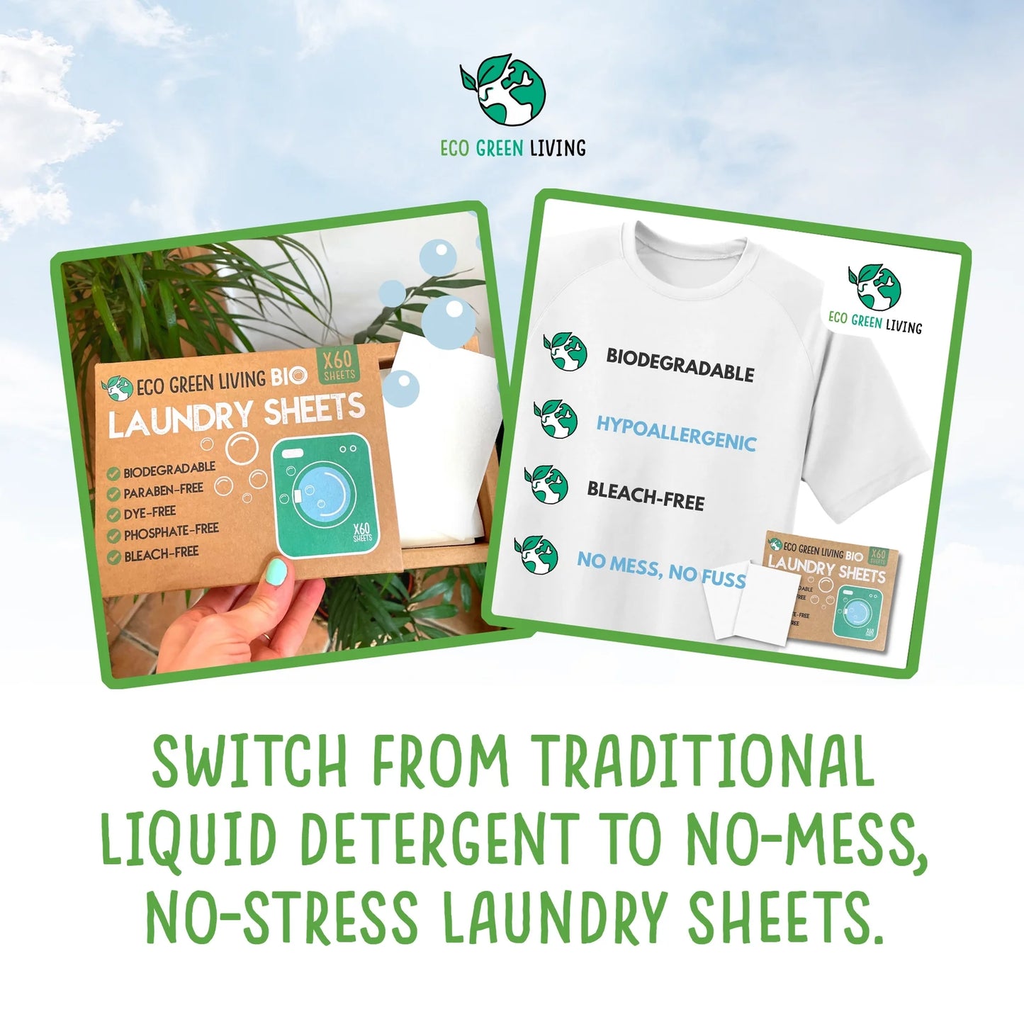 Laundry Detergent Sheets x 60 (Fragrance-Free)