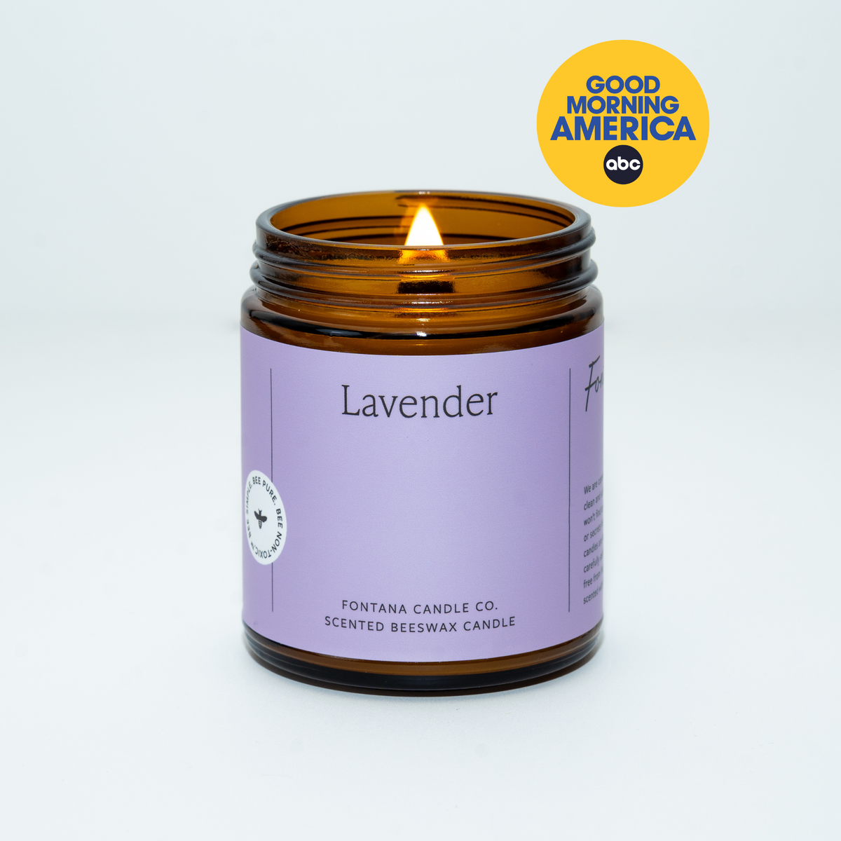 Lavender Essential Oil Candle – Beeswax & Coconut, Wooden Wick, 9 oz