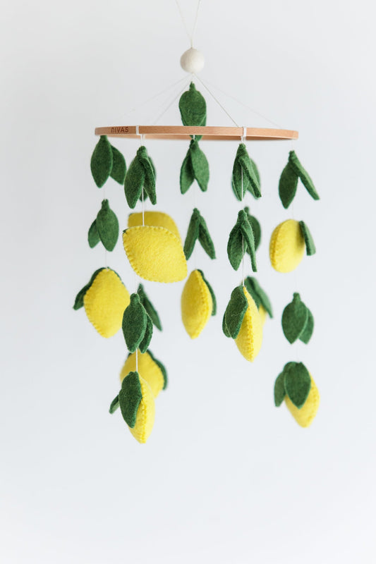 Lemon Crib Mobile – Handmade Wool Felt Nursery Decor