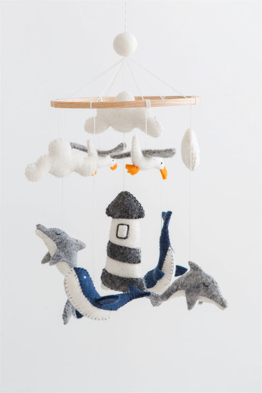 Nivas Lighthouse Crib Mobile – Handmade Wool Felt Nursery Mobile
