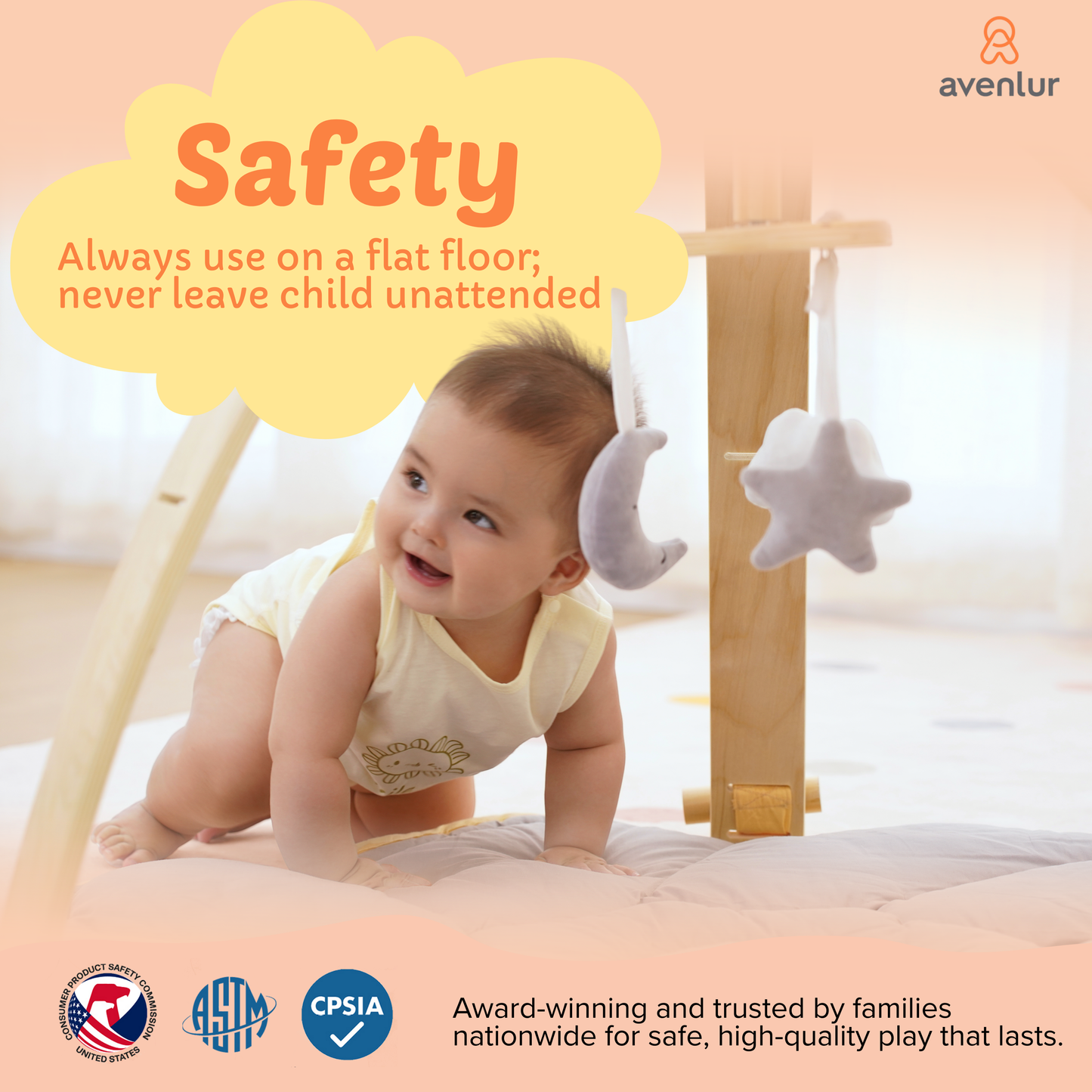 Avenlur Ivy | 3-in-1 Wooden Baby Bouncer,  Gym & Toddler Activity Table