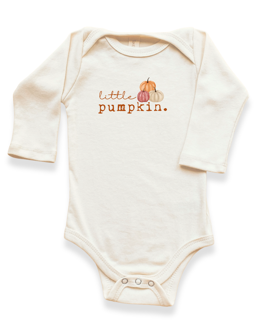 Little Pumpkin Stack Organic Cotton Baby Bodysuit – Long Sleeve, 0–18M