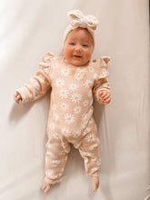 Load image into Gallery viewer, Luna + Luca Floral Organic Cotton Baby Girl Knit Jacquard Jumpsuit Onesie
