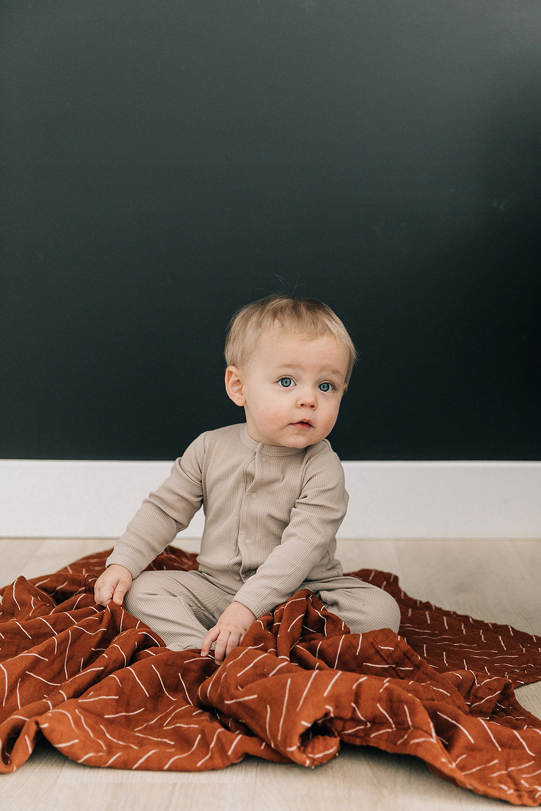 Mebie Baby Oatmeal Organic Cotton Ribbed Snap Footed Pajamas (NB–18 Months)