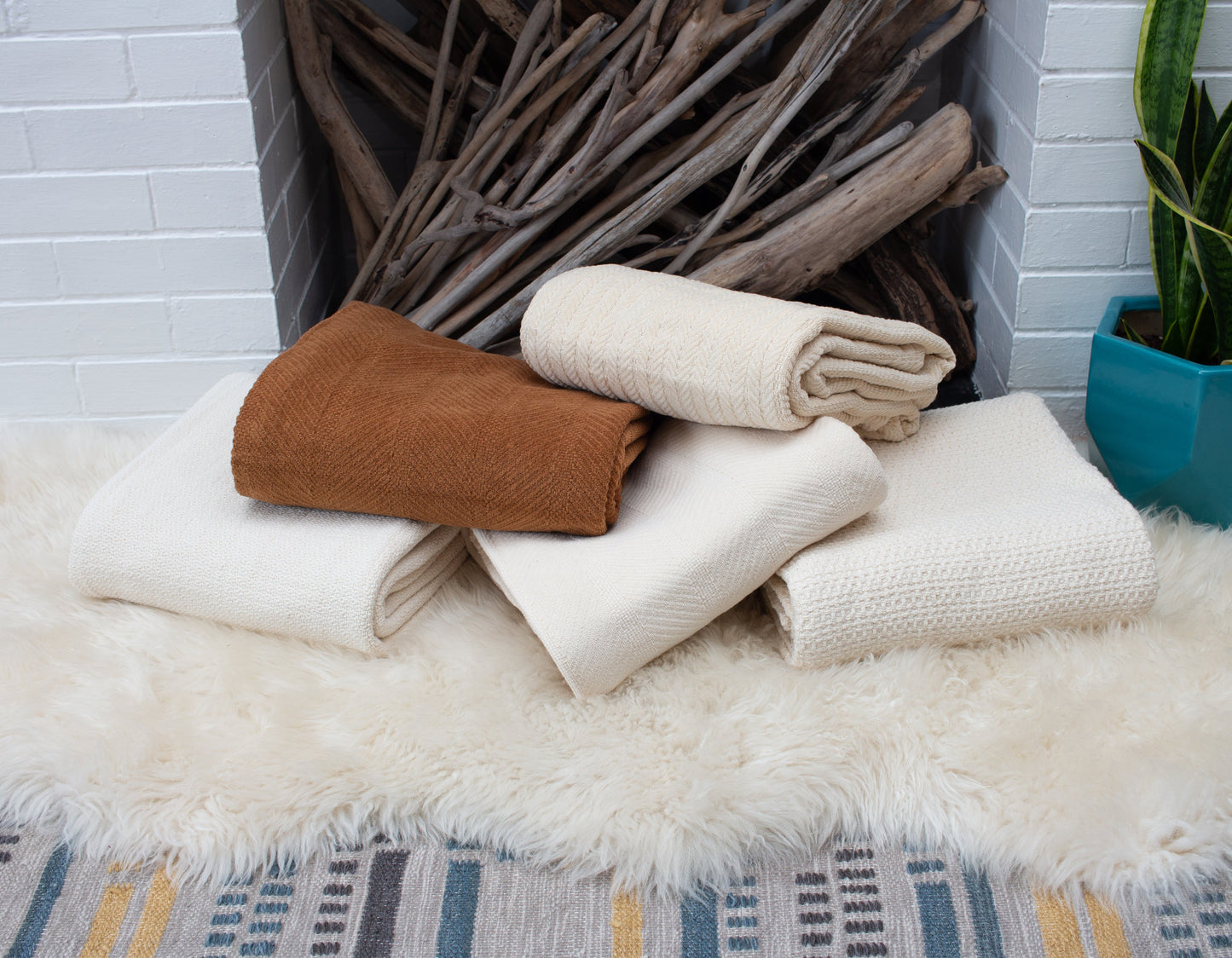 Organic Cotton Throw Blanket | Organic Textiles | Woven Throw Blanket | Earth-Friendly Blanket | Cotton Blanket | Choice of Color