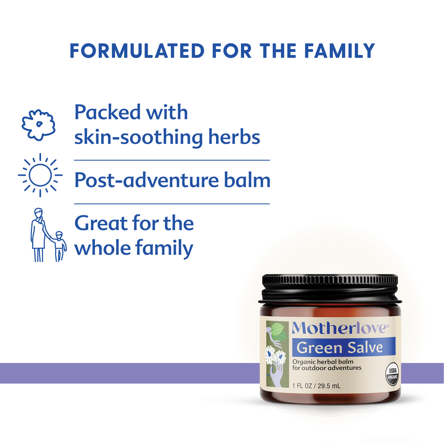 Motherlove USDA Organic Green Salve Herbal Balm for Outdoor Adventures | Soothing Scrapes, Bumps, Bruises, Bug Bites