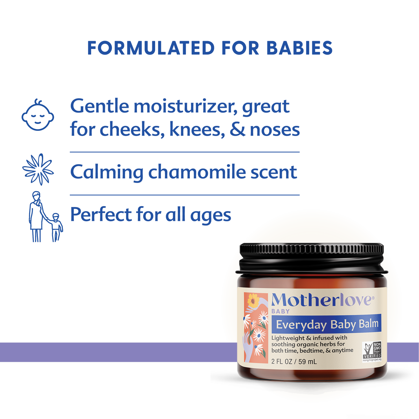Motherlove Everyday Baby Balm - Gentle Organic Chamomile-Scented Moisturizer for All Ages