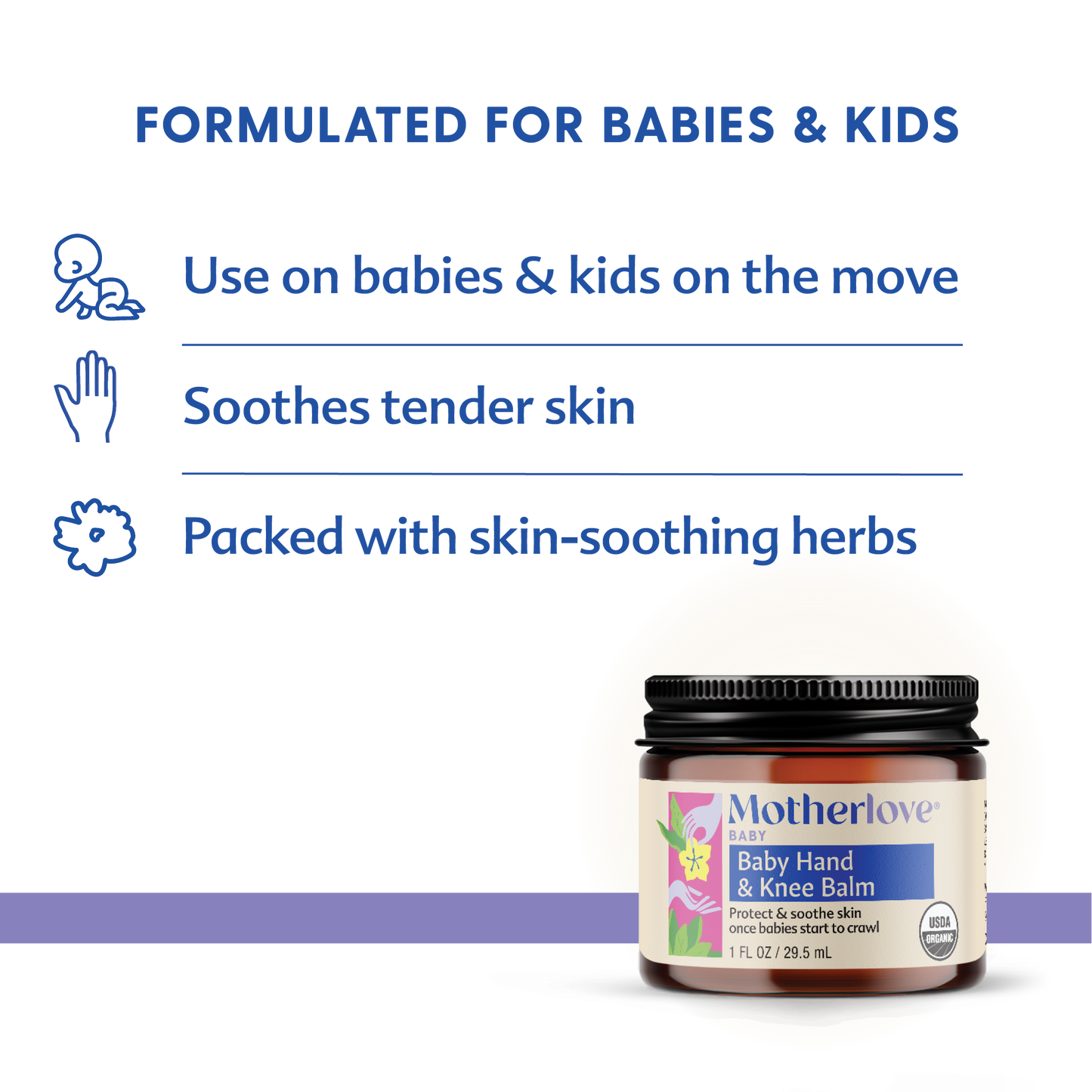 Motherlove Baby Hand & Knee Balm - Organic Herbal Protection for Crawling Adventures