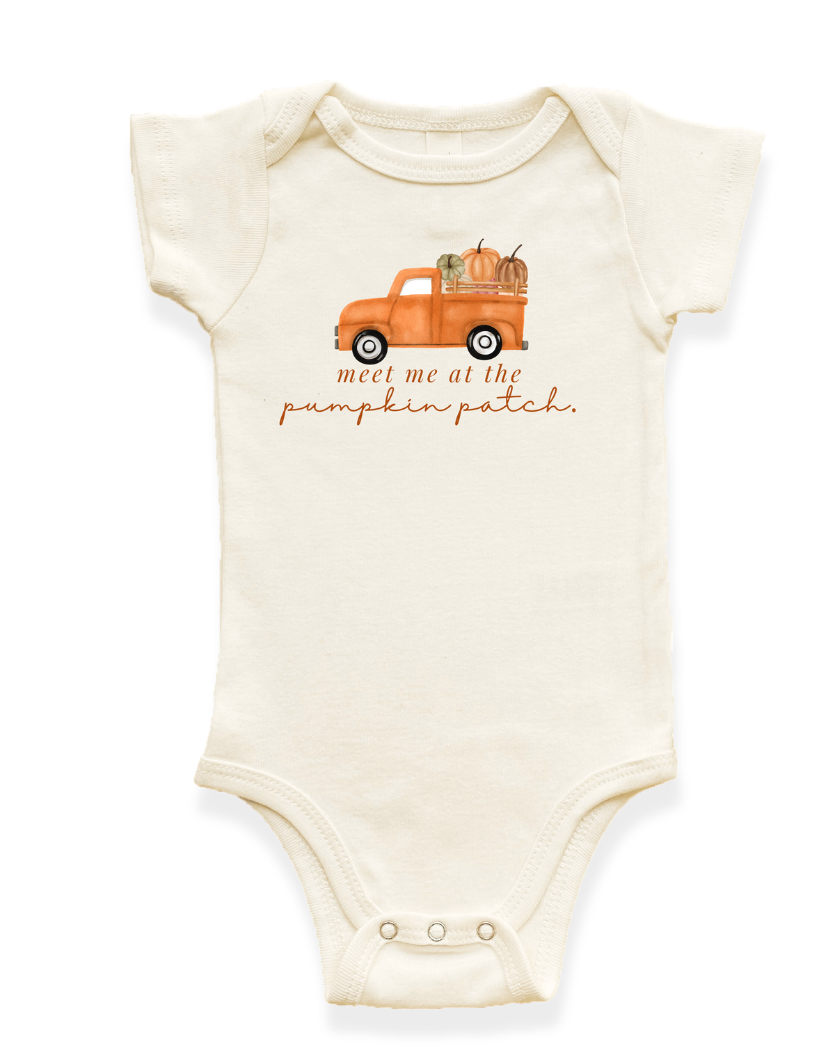 Meet Me At The Pumpkin Patch Organic Cotton Baby Bodysuit – Short Sleeve, 0–18M