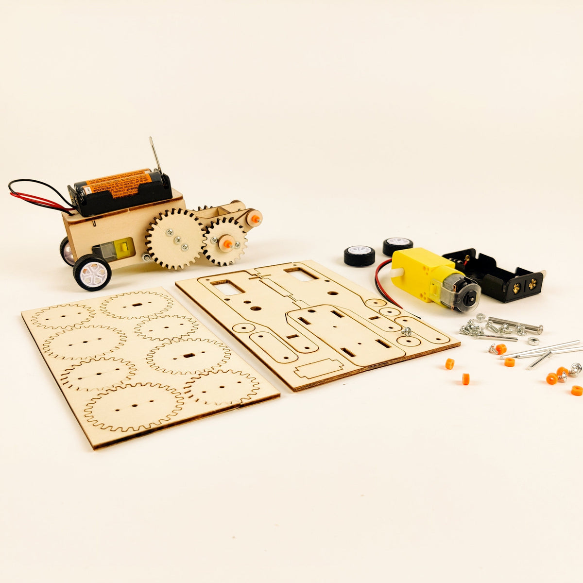 Kitsville Gear Car DIY Kit – Wooden STEM Building Kit for Kids 8+