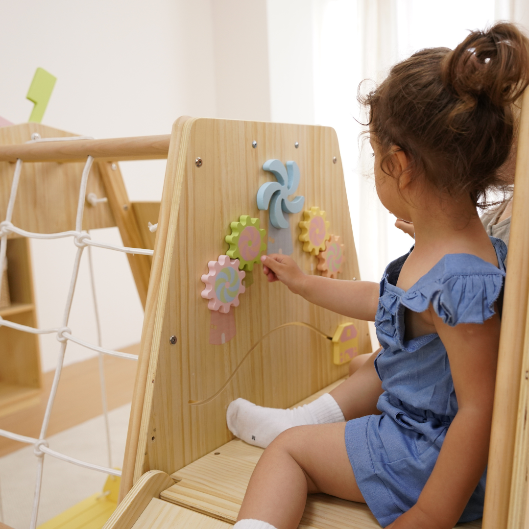 Avenlur Cherry 5-in-1 Wooden Indoor Climber with Slide – New Zealand Pine Montessori Play Gym