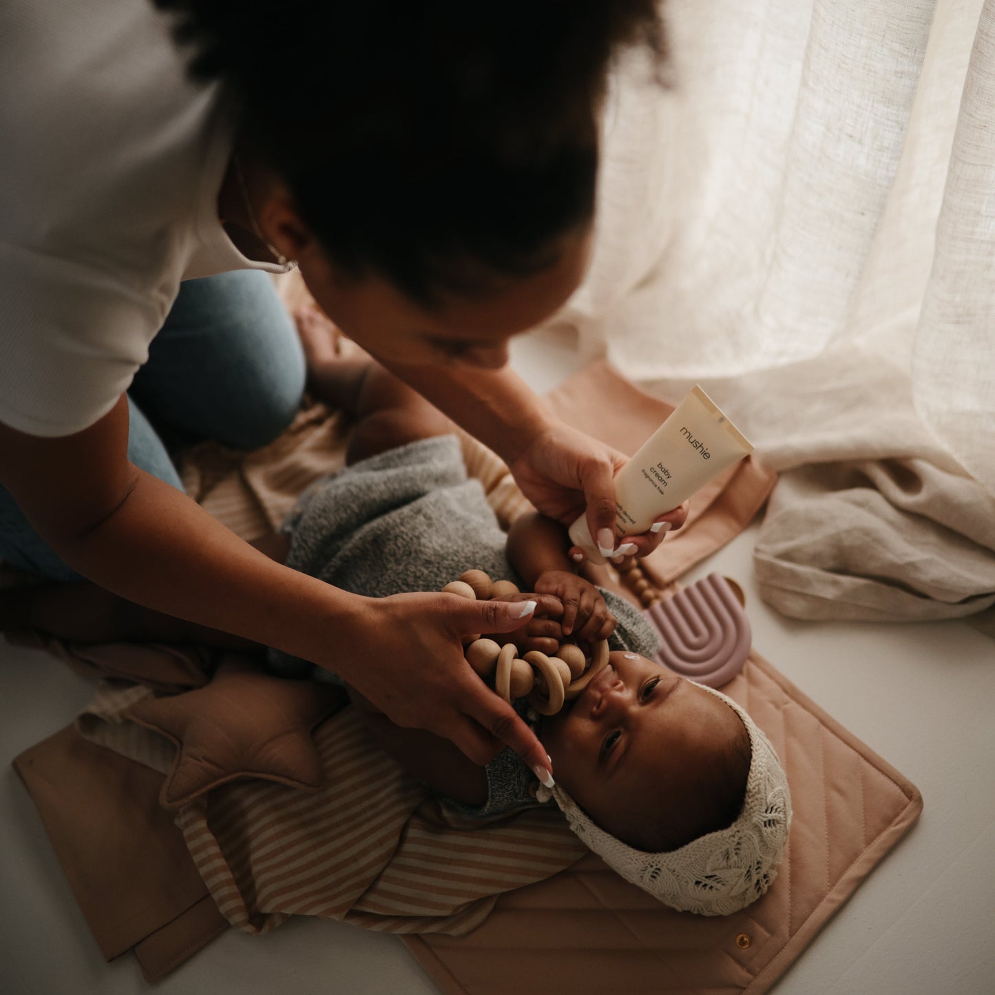 Mushie Organic Cotton Star Baby Lovey Security Blanket