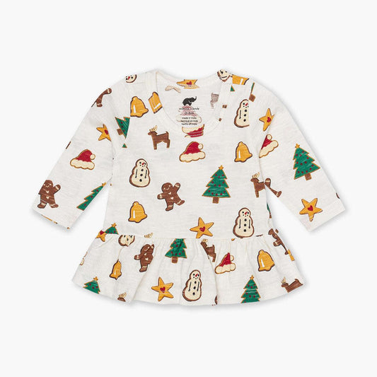 Long Sleeve Peplum Tee - Holiday Cookies