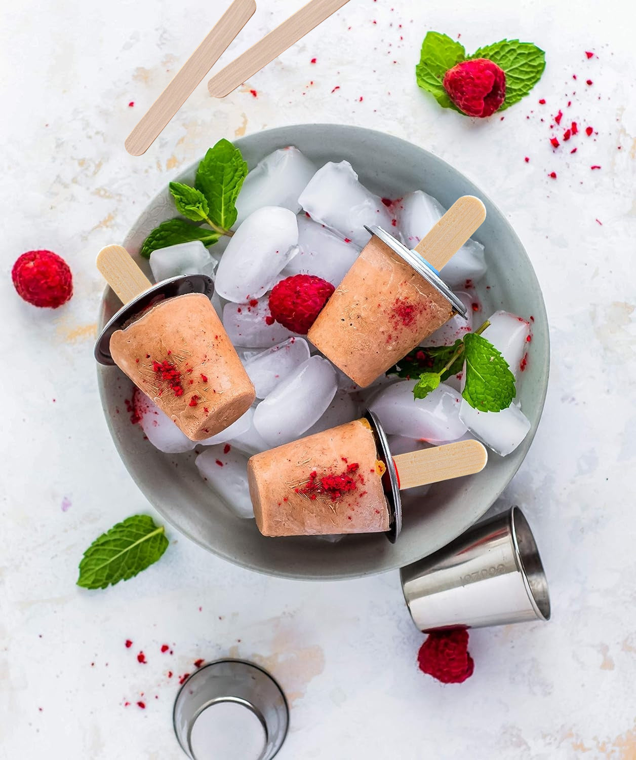 Stainless Steel Popsicle Molds, 6 Mini Rounds with Reusable Bamboo Sticks