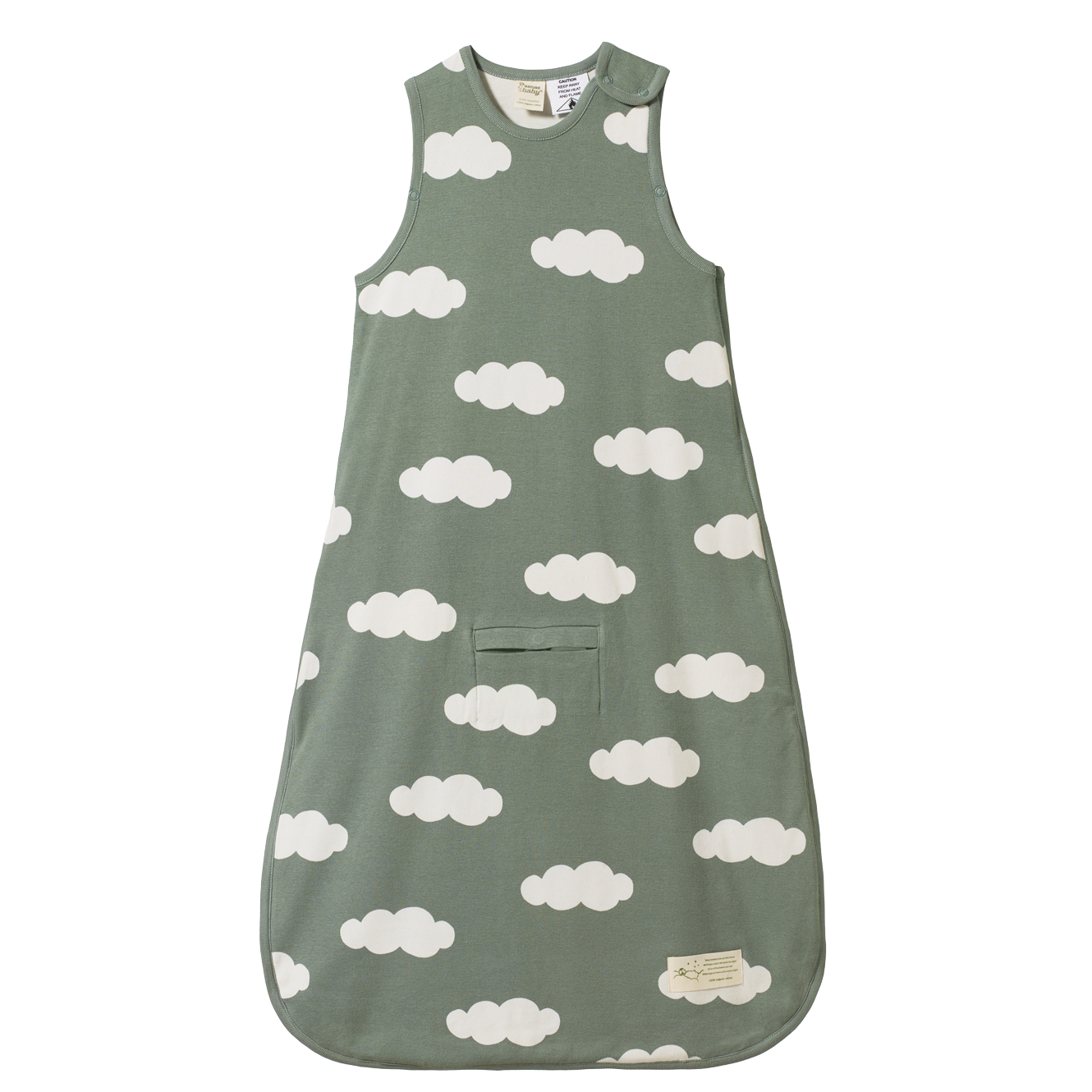 Nature Baby Organic Cotton Sleeping Bag with a lily pad print.