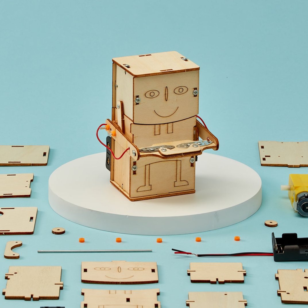 Kitsville Money Bank Robot DIY Kit – Wooden STEM Building Kit for Kids 10+