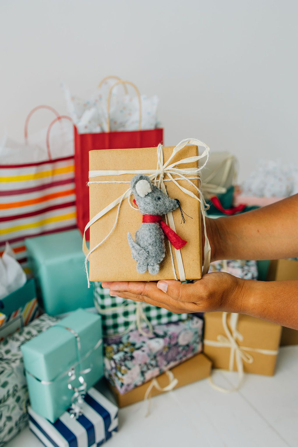 Mouse Ornament – Handmade Wool Felt Holiday Decor