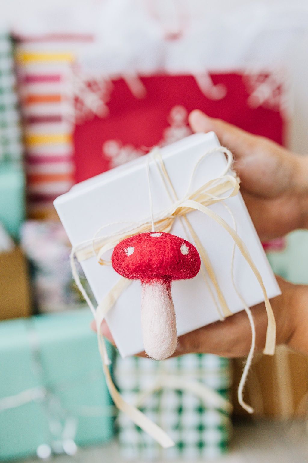 Mushroom Ornament – Handmade Wool Felt Holiday Decor
