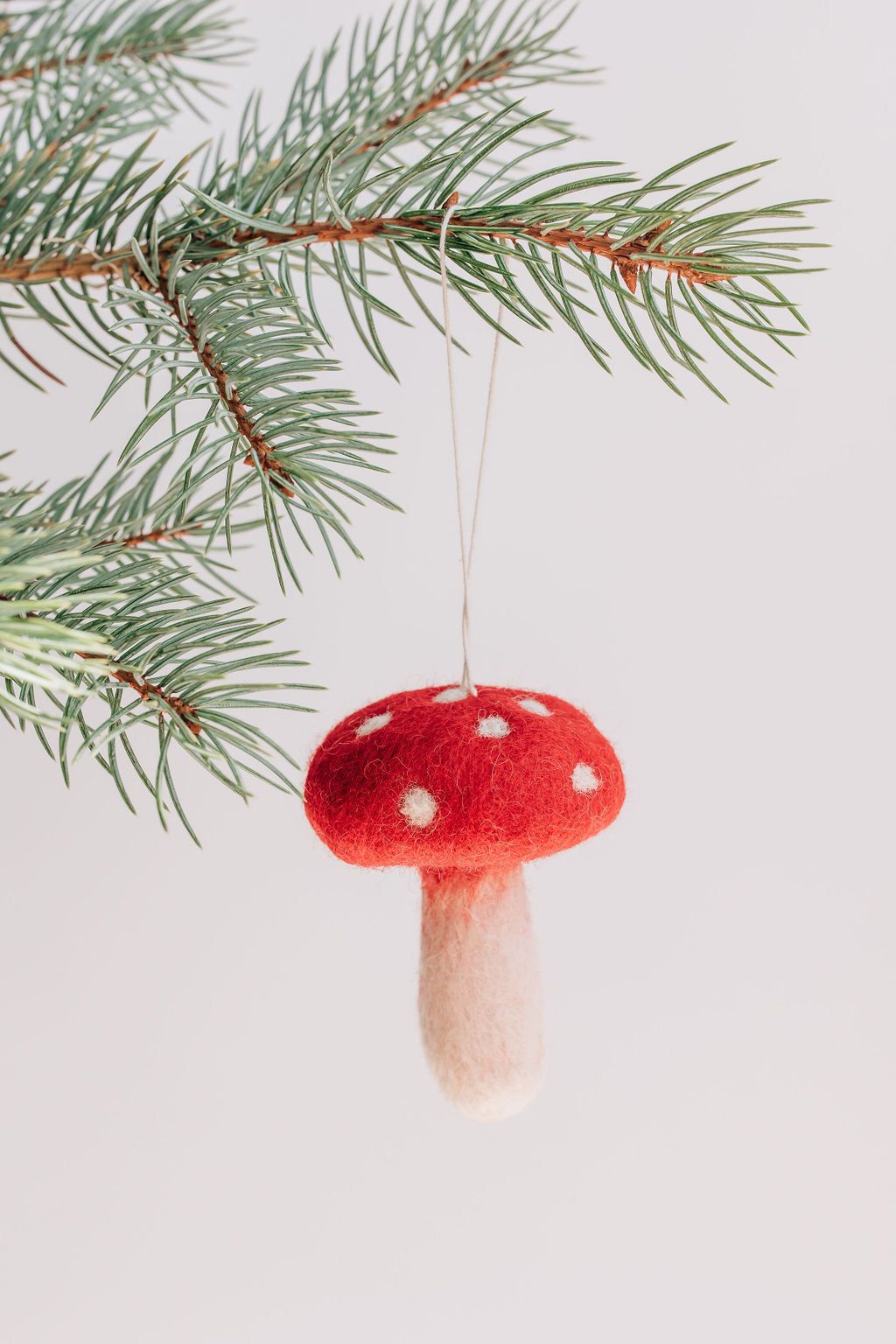 Mushroom Ornament – Handmade Wool Felt Holiday Decor