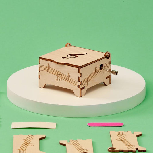 Kitsville Music Box DIY Kit – Wooden STEM Building Kit for Kids 6+