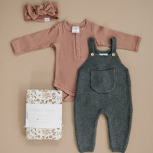 Load image into Gallery viewer, Mebie Baby Dusty Rose Organic Snap Long Sleeve Ribbed Bodysuit Onesie
