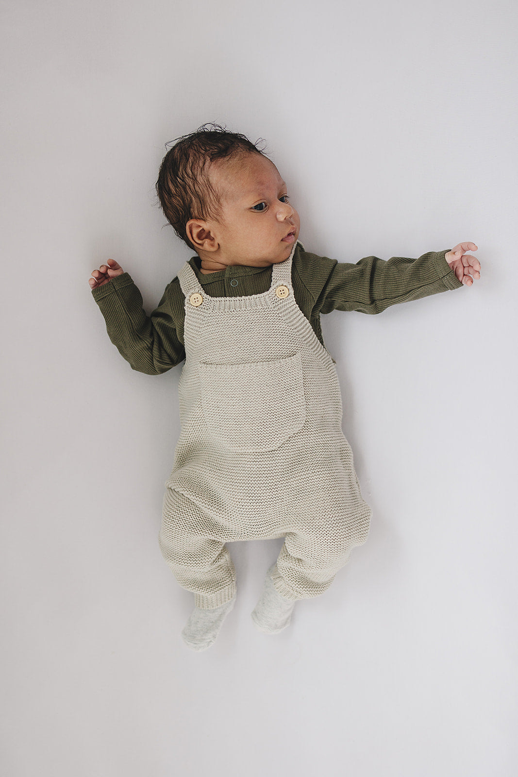 Mebie Baby Winter Green Organic Snap Long Sleeve Ribbed Bodysuit