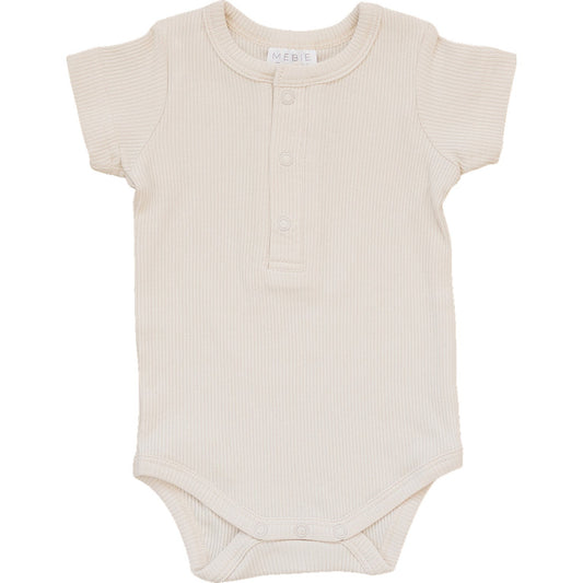 Mebie Baby Vanilla Organic Cotton Ribbed Snap Bodysuit