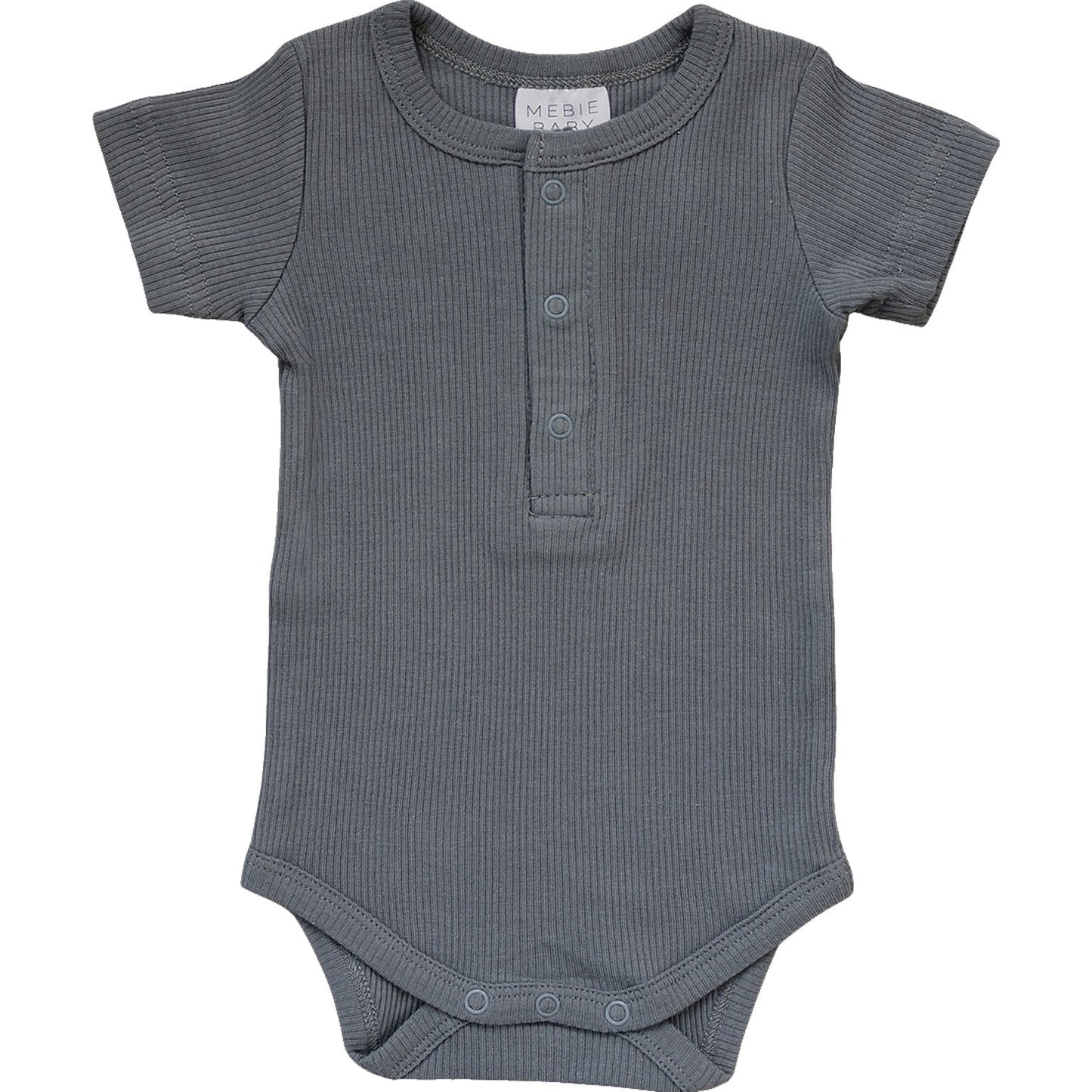 Mebie Baby Grey Organic Cotton Ribbed Snap Bodysuit