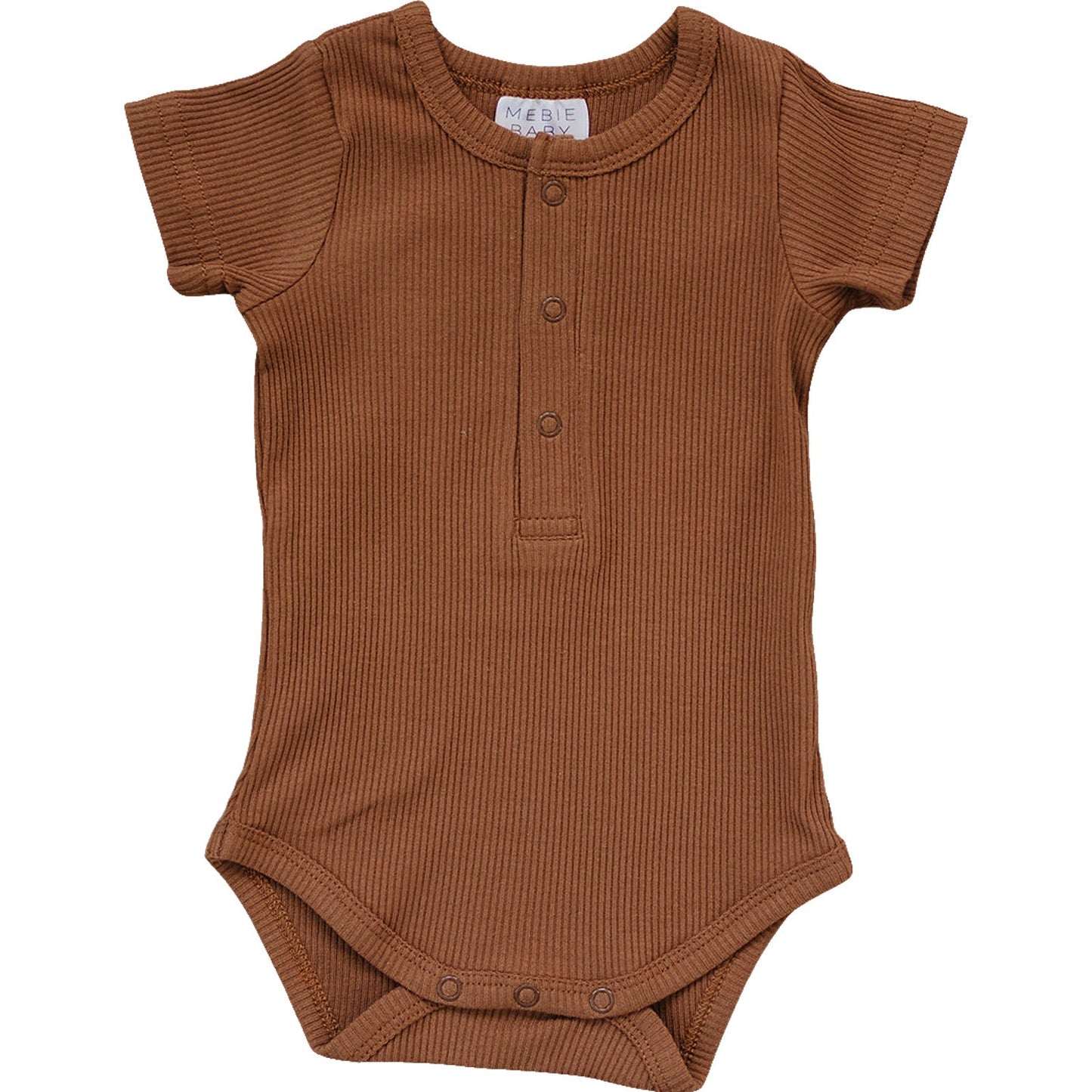 Mebie Baby Rust Organic Cotton Ribbed Snap Bodysuit