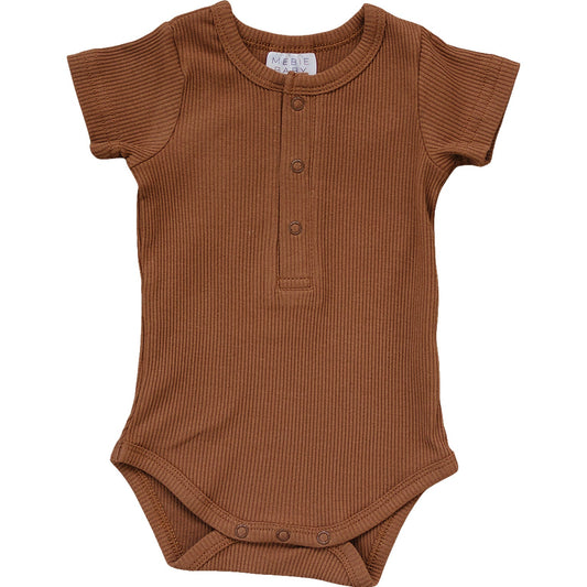 Mebie Baby Rust Organic Cotton Ribbed Snap Bodysuit
