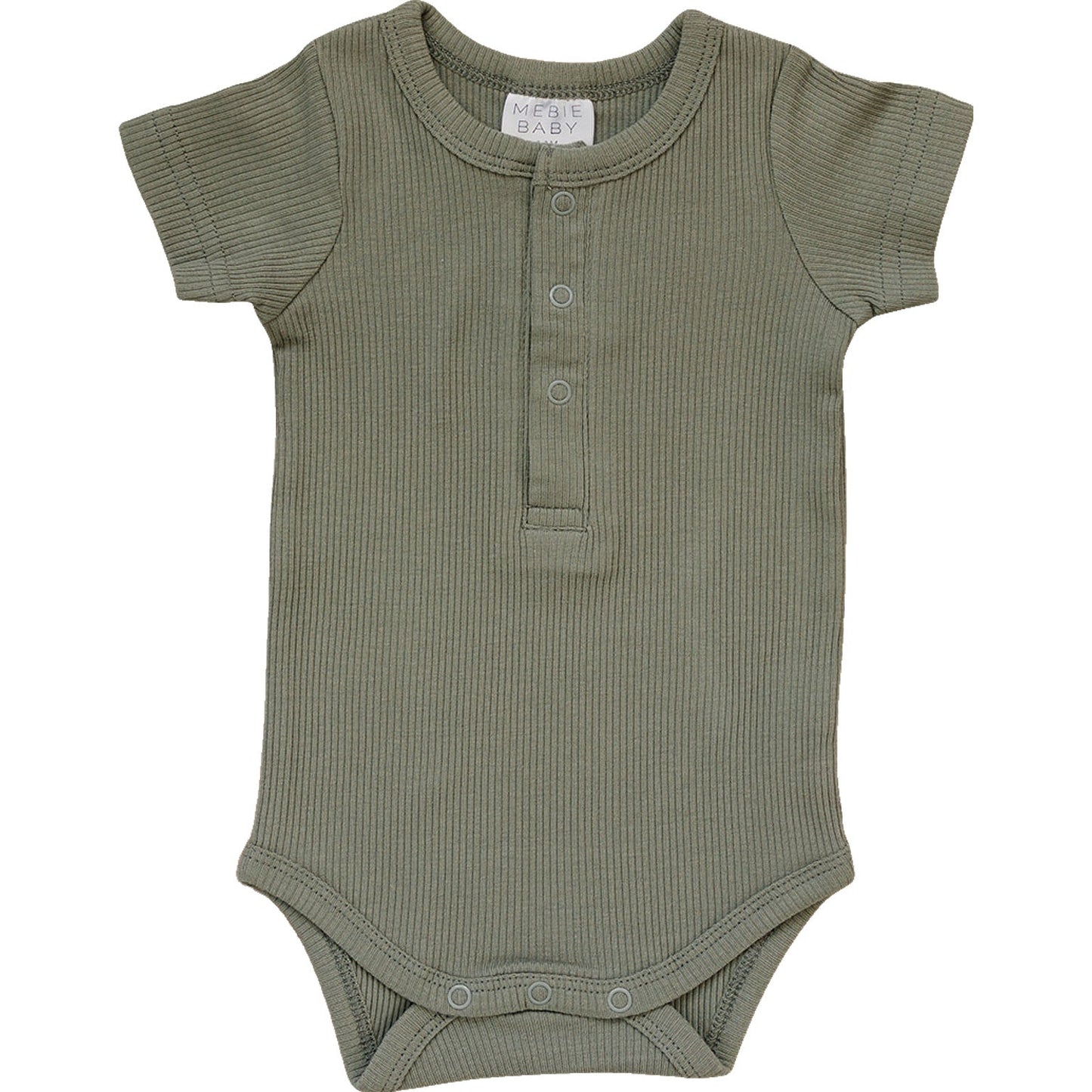 Mebie Baby Green Organic Cotton Ribbed Snap Bodysuit