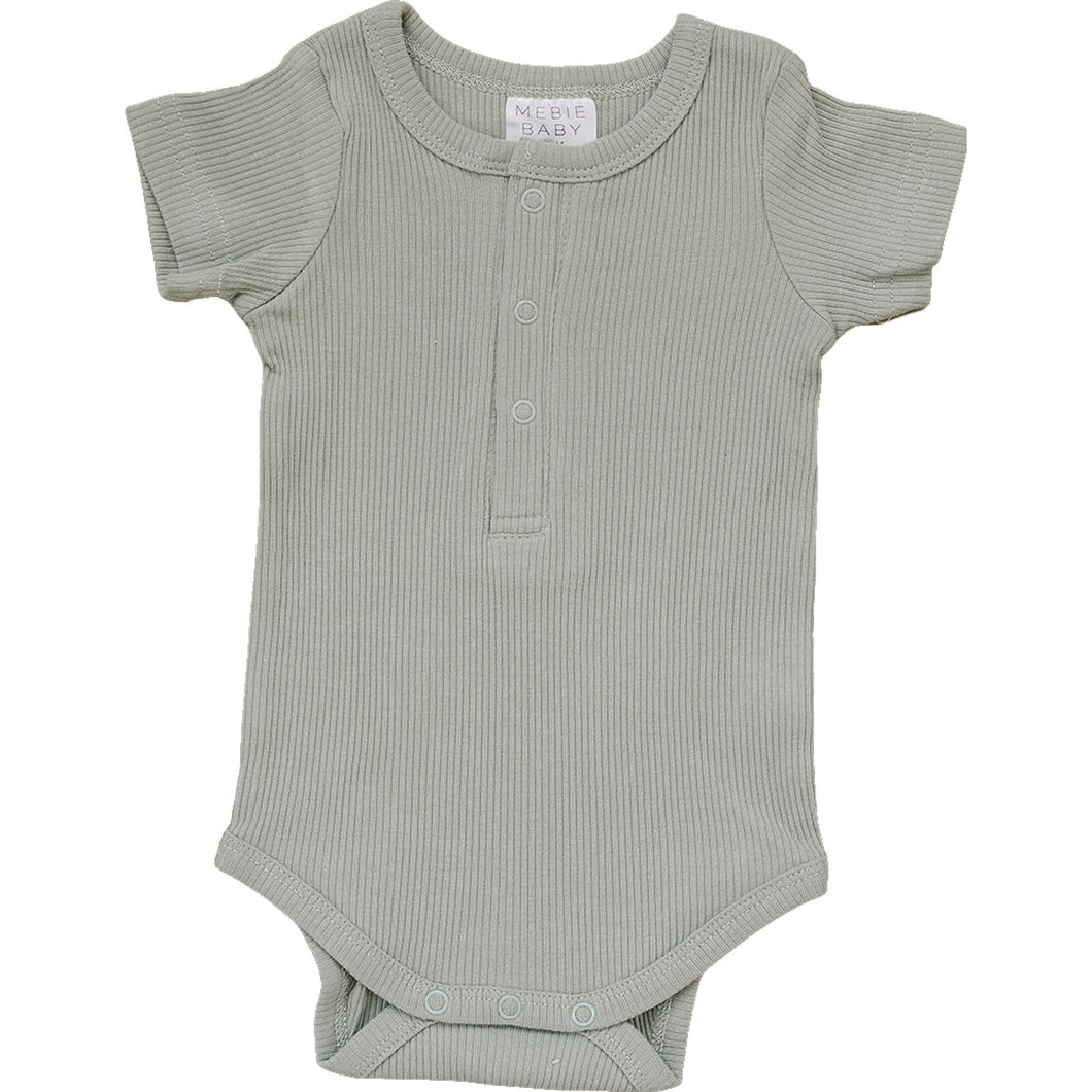 Mebie Baby Sage Organic Cotton Ribbed Snap Bodysuit