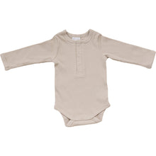 Load image into Gallery viewer, Mebie Baby Oatmeal Organic Snap Long Sleeve Ribbed Bodysuit Onesie
