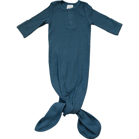 Mebie Baby Organic Cotton Ribbed Knot Gown | Navy