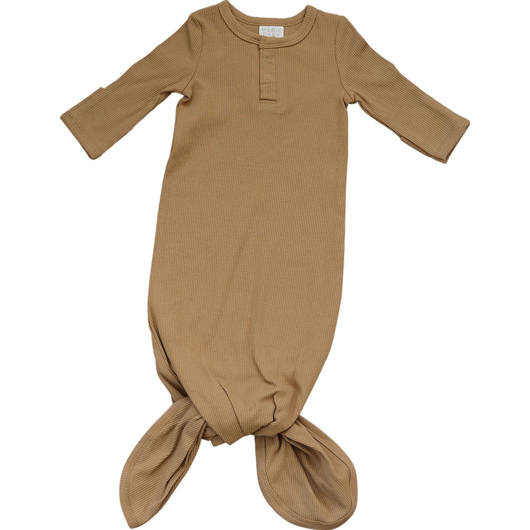 Mebie Baby Organic Cotton Ribbed Knot Gown | Cafe