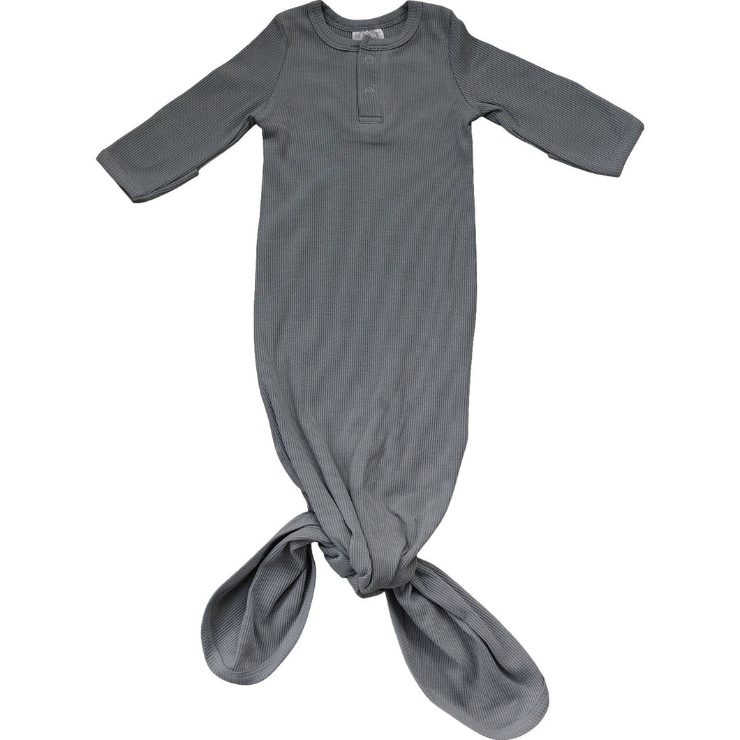 Mebie Baby Organic Cotton Ribbed Knot Gown | Grey