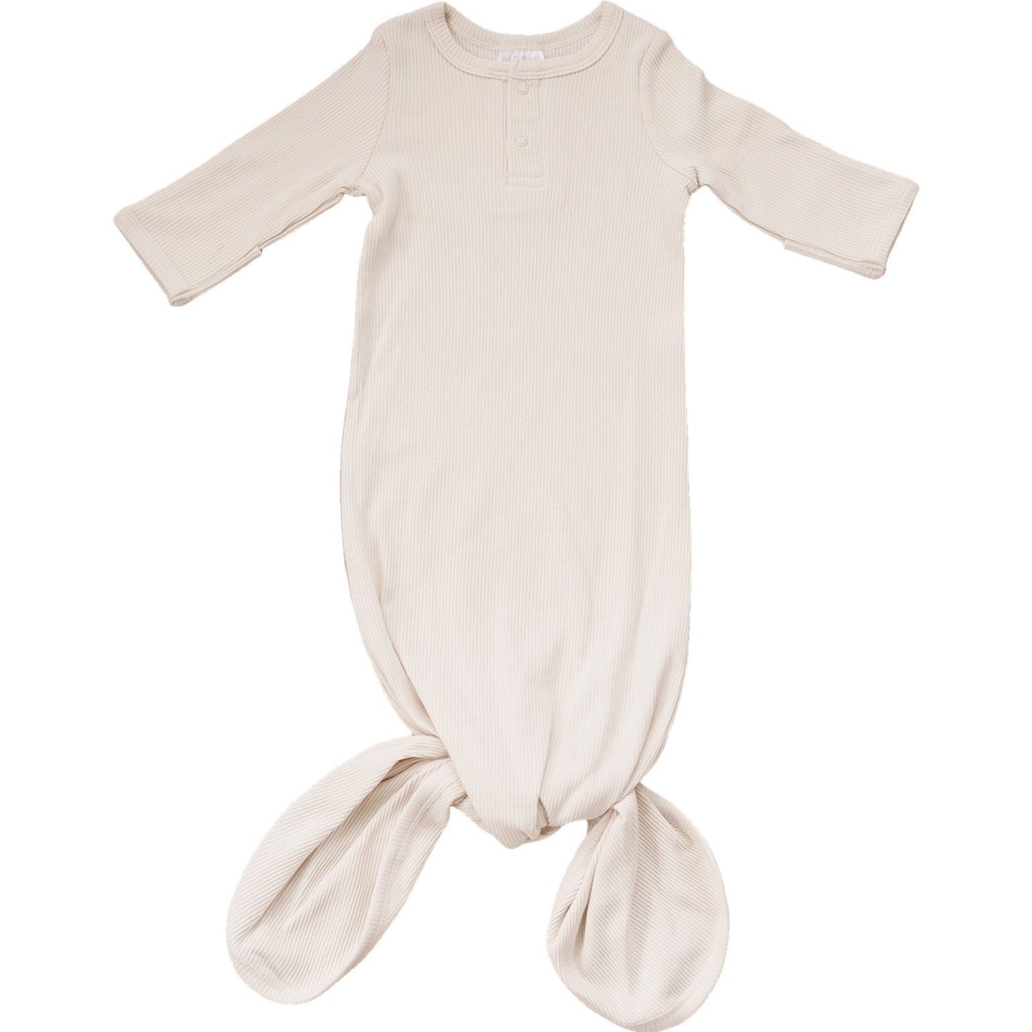Mebie Baby Vanilla Organic Cotton Ribbed Knot Gown