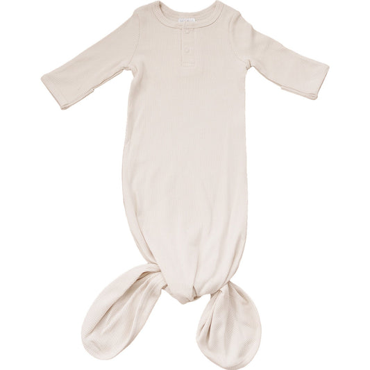 Mebie Baby Vanilla Organic Cotton Ribbed Knot Gown