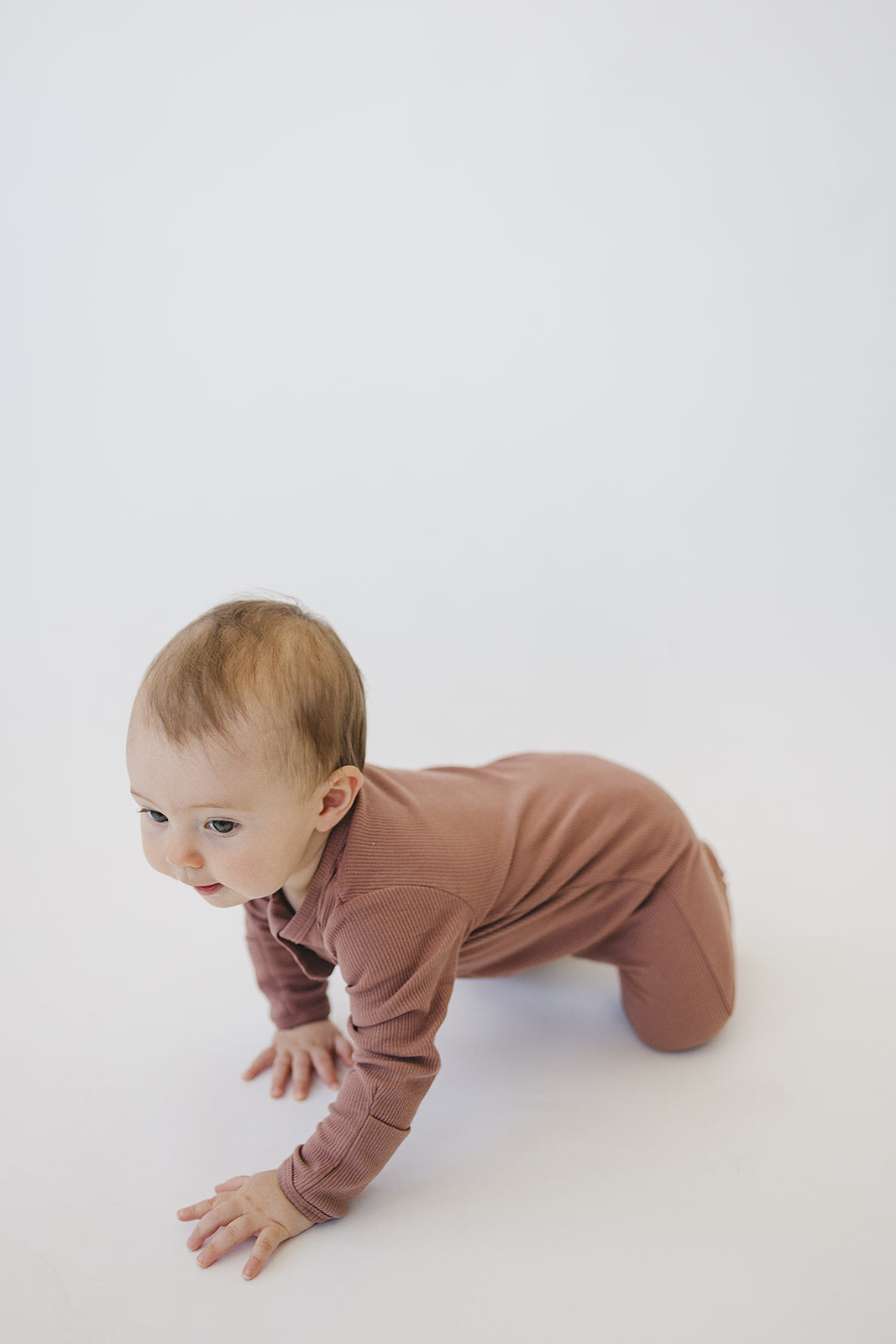 Mebie Baby Organic Cotton Ribbed Zipper Footed Pajamas Onesie | Dusty Rose