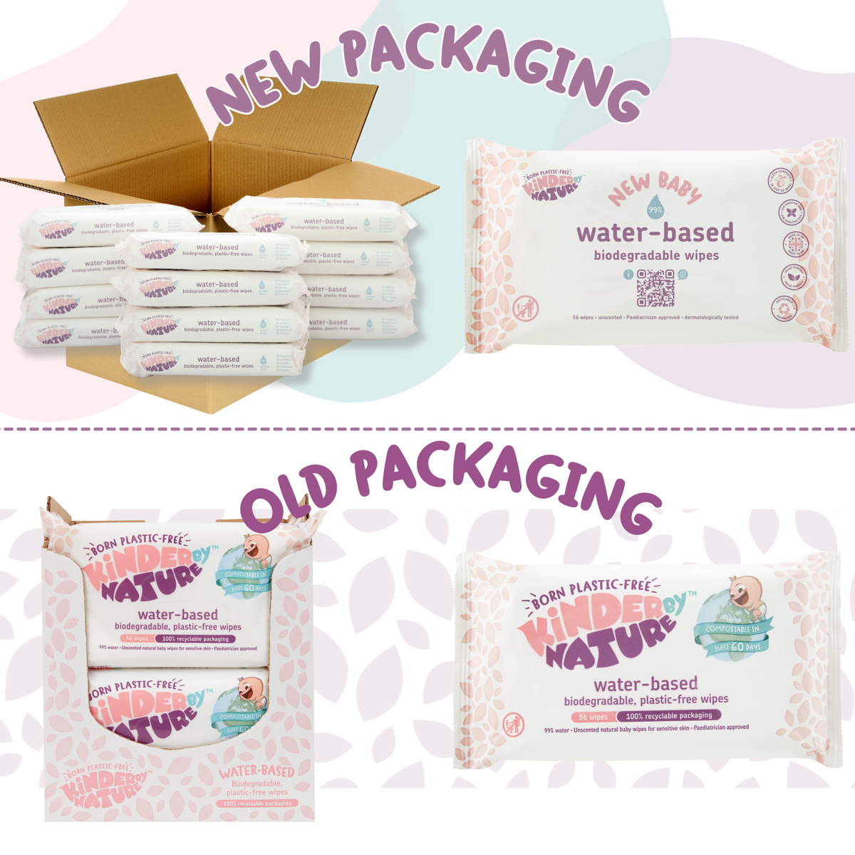 Kinder by Nature 99% Water Biodegradable Baby Wipes for Sensitive & Eczema-Prone Skin – 672 Count (12 Packs)