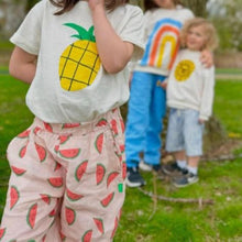 Load image into Gallery viewer, Watermelon Slices Linen Kid Pants - Misty Rose
