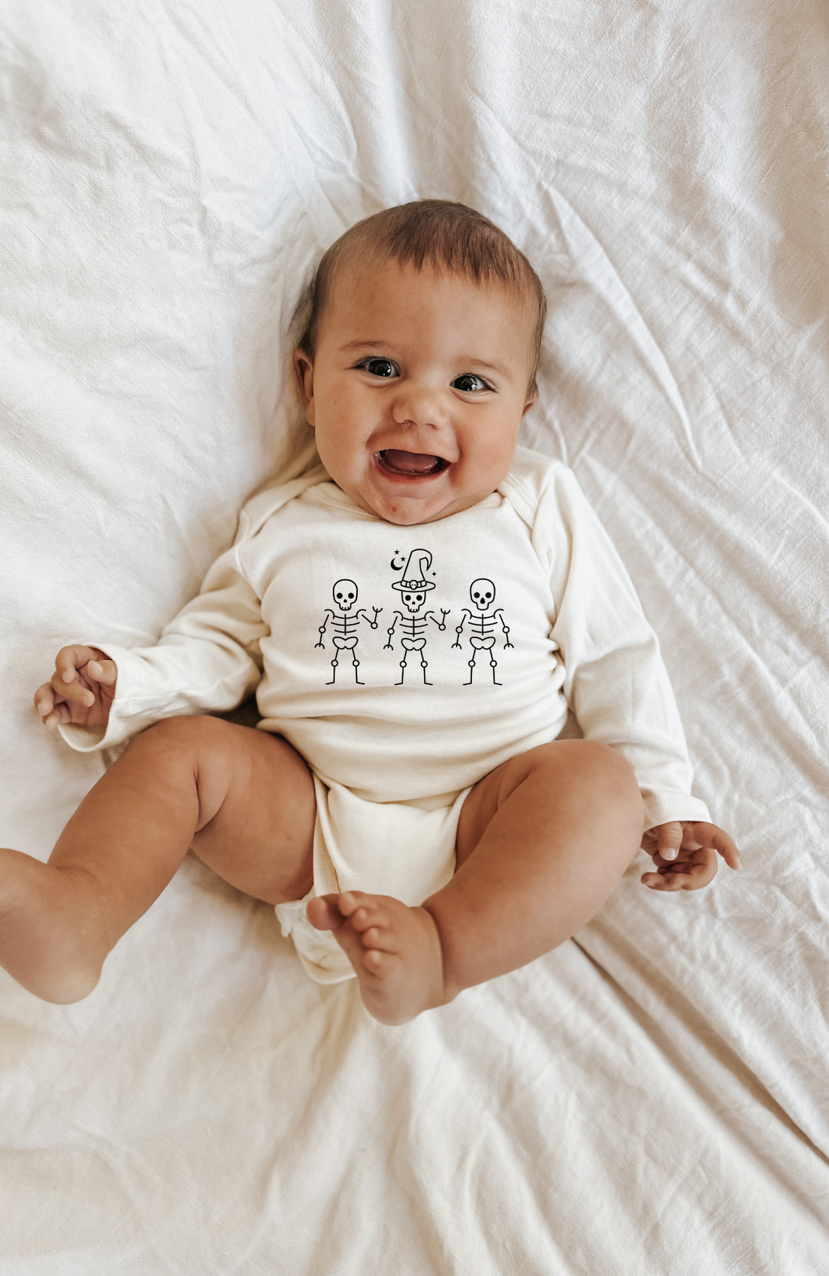 Skeletons Organic Cotton Baby Bodysuit – Long Sleeve, 0–24M