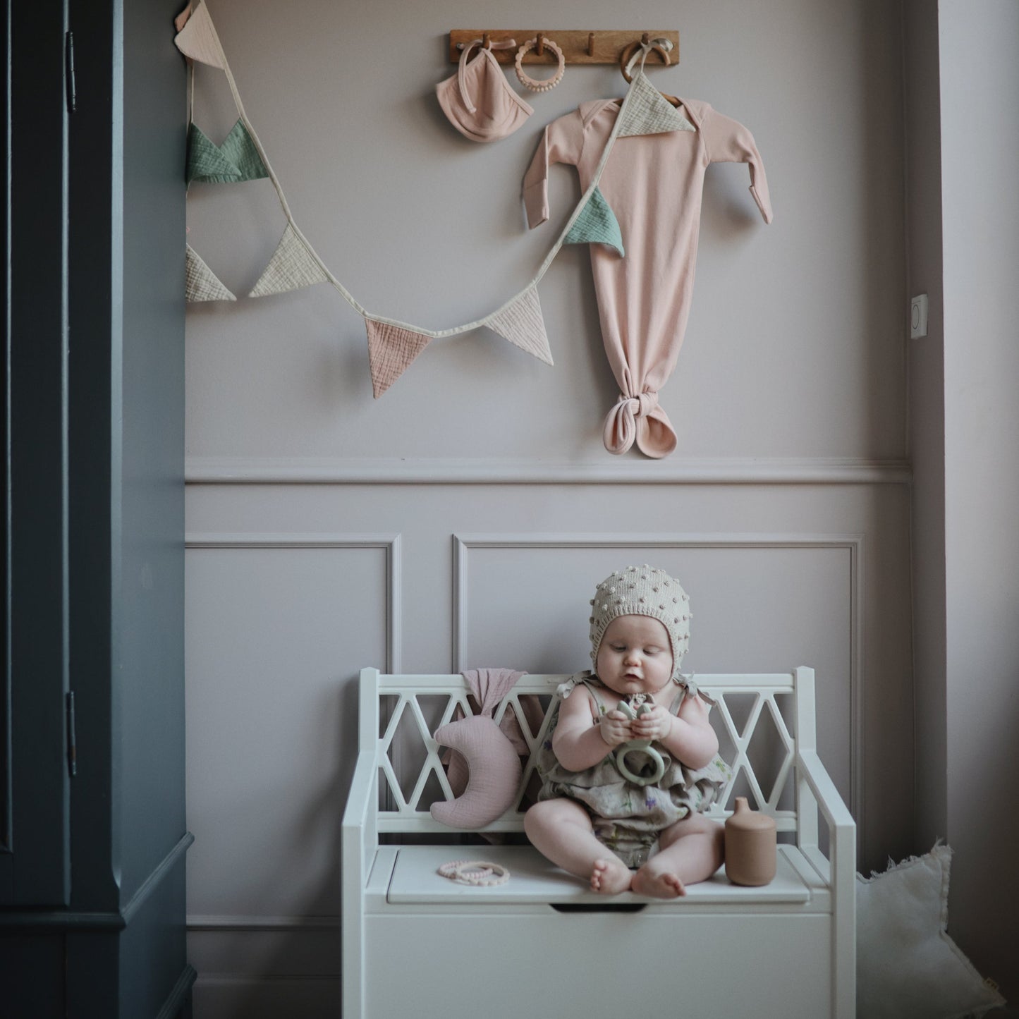 Mushie Organic Cotton Baby Moon Lovey Blanket