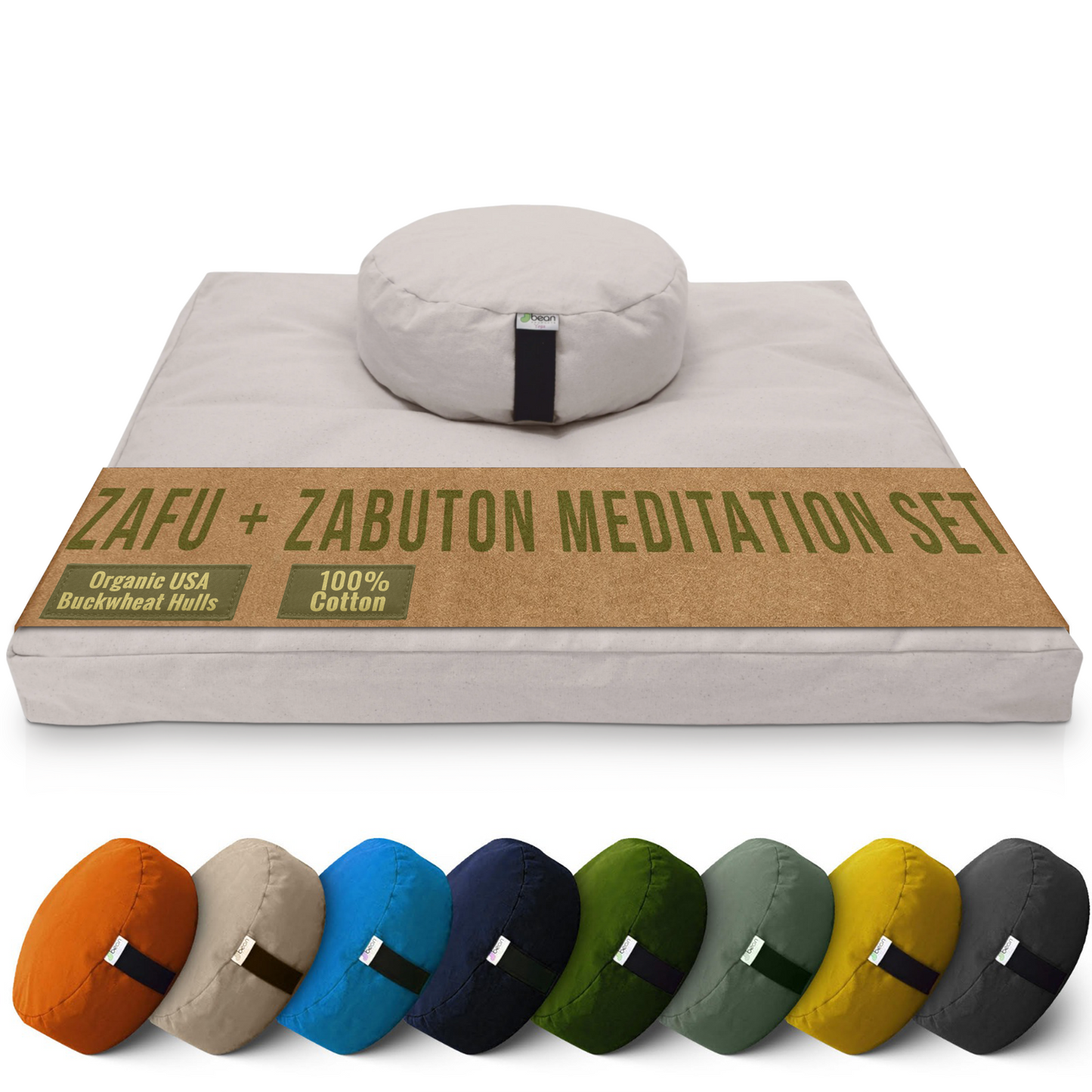 Meditation Cushion Set Zafu and Zabuton - Cotton ..Made in USA