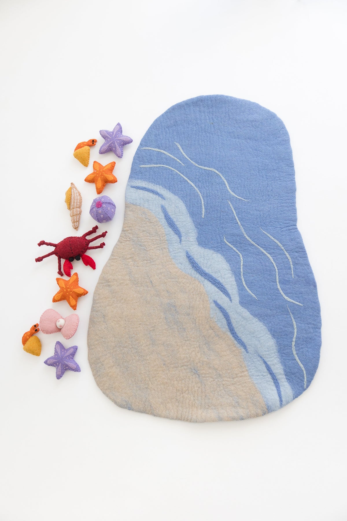 Beach Play Mat & Toys – Handmade Wool Felt Sensory Play Set